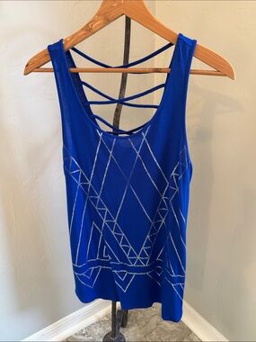 Apt. 9 Royal Blue Strappy Back Geometric Tank